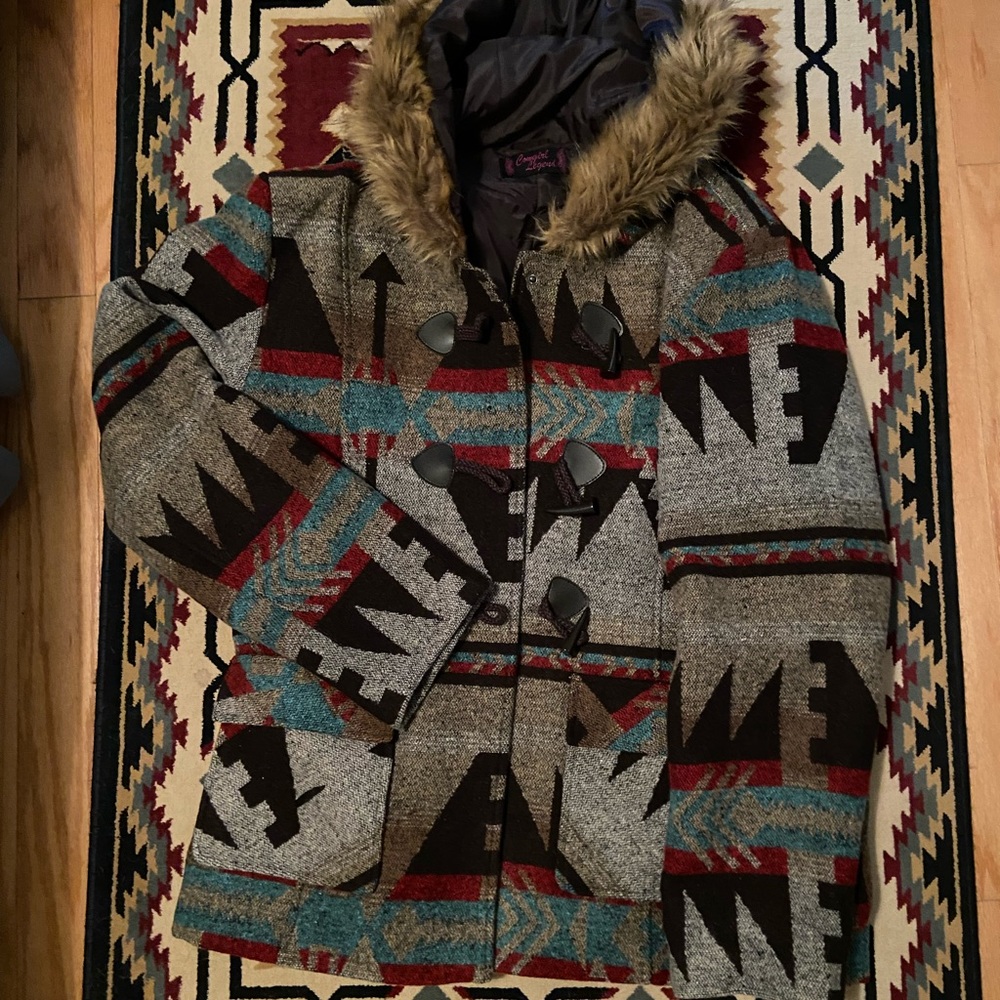 Cowgirl Legend, “Yellowstone” western style coat with faux fur trimmed hood